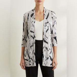 VTG Alberto Makali Women’s Cardigan Gray Black Art To Wear Silver Yarn Lagenlook